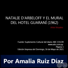 NATALIE D’ARBELOFF Y EL MURAL DEL HOTEL GUARANÍ (1962) - Por Amalia Ruiz Díaz - Domingo, 16 de Mayo de 2021